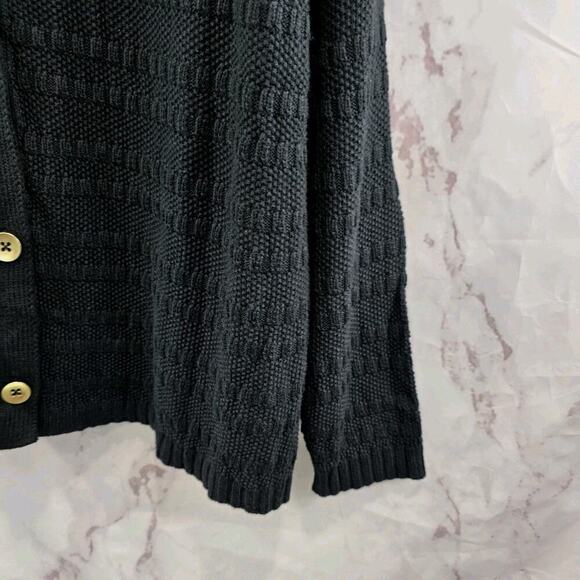 J Jill Cardigan Womens XL Black Sweater Blazer Wearever Textured Button Cotton - Picture 4 of 12